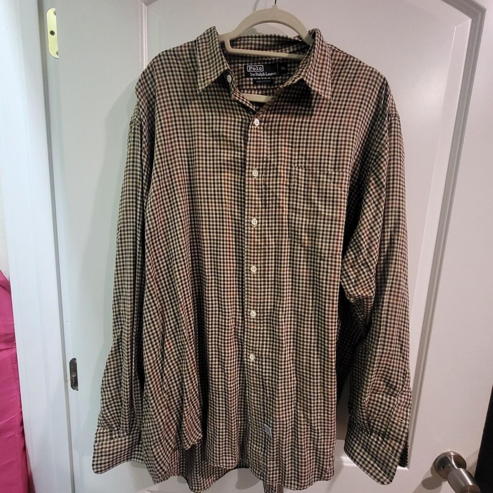 Ralph Lauren Black and Tan Checkered Shirt